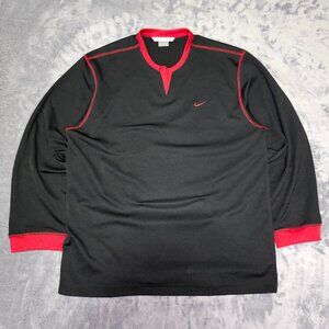 Y2K Nike Long Sleeve Shirt Embroidered Swoosh Red stitching design Men's XL